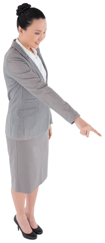 Transparent background asian businesswoman pointing