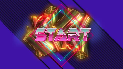 Retro Futuristic Start Screen with Neon Geometry