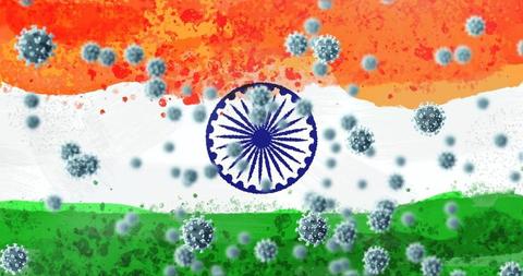 Indian Flag with Rising COVID-19 Cells - Download Free Stock Images Pikwizard.com