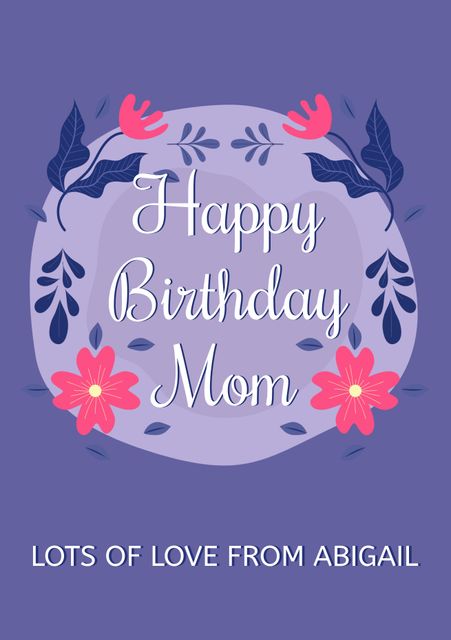 Happy Birthday Mom Floral Greeting Card with Purple Background - Download Free Stock Videos Pikwizard.com