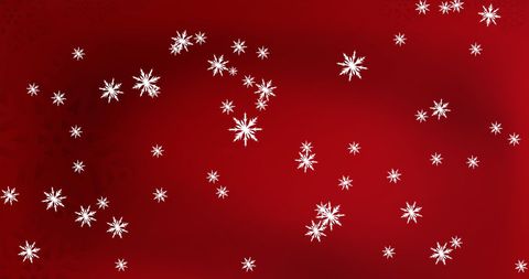 Digitally generated snowflakes cascading over a vibrant red backdrop suit festive greeting cards, holiday invitations, seasonal advertisements, and winter event posters. The combination emanates warmth and festive cheer ideal for Christmas marketing materials.