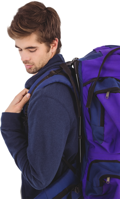 Transparent Side View of Man Carrying Blue Backpack - Download Free Stock Videos Pikwizard.com