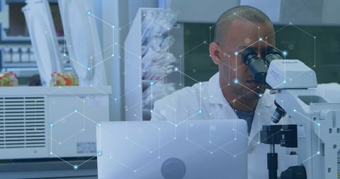 Scientist Working with Futuristic Digital Technology Overlay - Download Free Stock Images Pikwizard.com