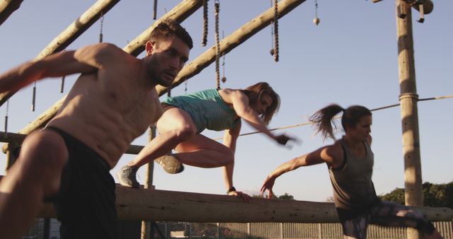 Group of Young Adults Training Together on Obstacle Course - Download Free Stock Images Pikwizard.com