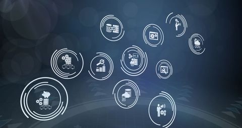 Digital Interface Concept with Business Technology Icons - Download Free Stock Images Pikwizard.com