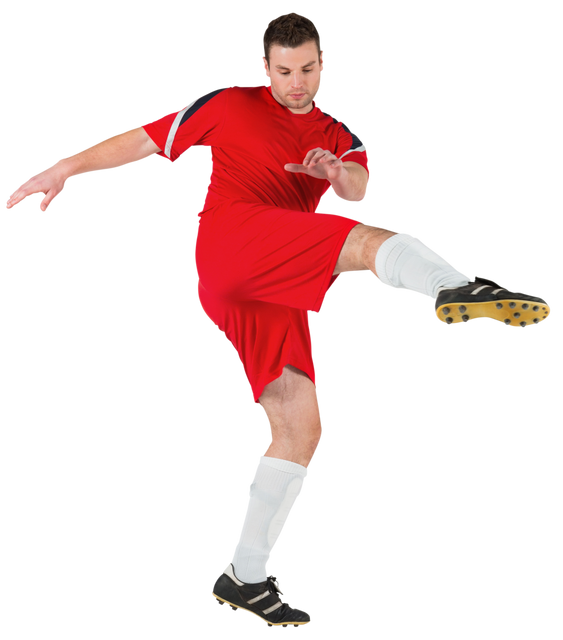 Transparent Football Player Kicking in Red Uniform - Download Free Stock Videos Pikwizard.com