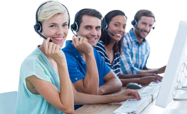 Smiling Team of Biracial Businesspeople Working with Headsets - Download Free Stock Videos Pikwizard.com