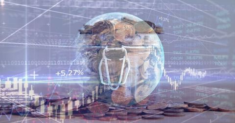 Global financial trends with digital data interface