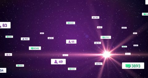 Digital Network Galaxy with Social Media Icons and Metrics - Download Free Stock Images Pikwizard.com