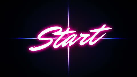 Neon Pink Start Text with Glowing Effect on Black Background