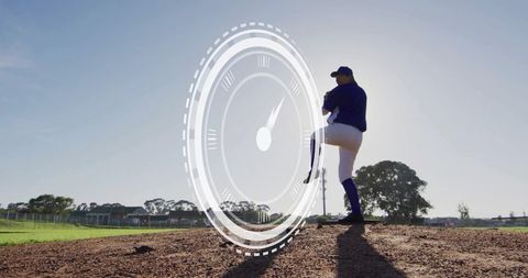 Baseball Pitcher Winding Up with Speedometer Overlay