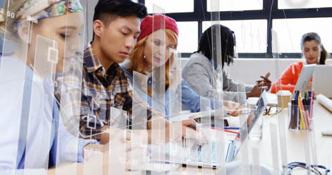 Diverse Business Team Using Technology with Finance Data Animation