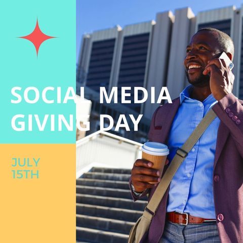 Businessman Celebrating Social Media Giving Day Outdoors - Download Free Stock Templates Pikwizard.com