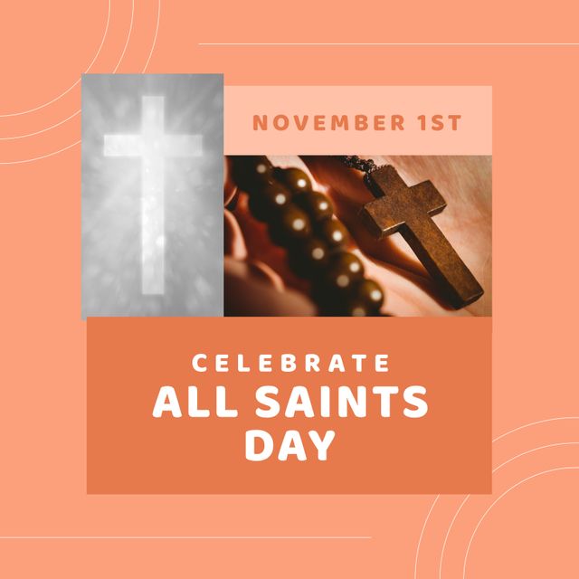 Great for promoting All Saints Day events and religious gatherings. Useful for churches, event organizers, and religious communities to create flyers, social media posts, and announcements. Captures essence of faith and tradition.