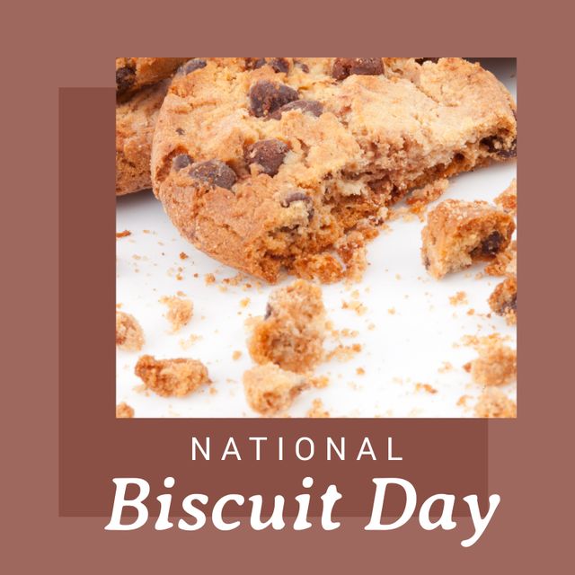 National Biscuit Day Celebration Chocolate Chip Cookies Crumble - Download Free Stock Templates Pikwizard.com