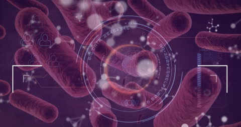 Molecular Structures and Data Visuals with Virus Cells Background