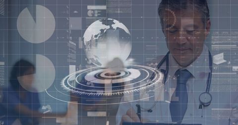 Global healthcare innovation with digital interface and expert doctor