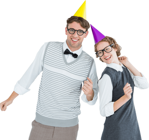 transparent nerdy couple celebrating party in fun outfits - Download Free Stock Videos Pikwizard.com