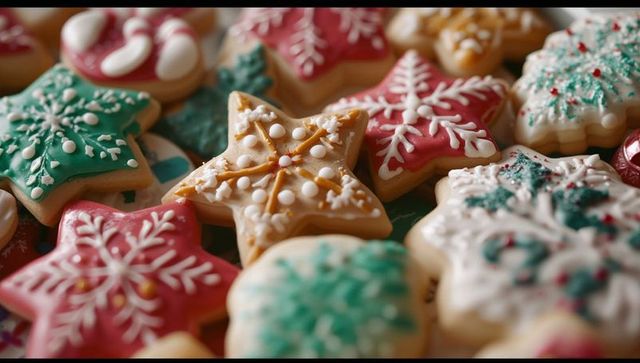 Festive Holiday Sugar Cookies with Colorful Icing and Sprinkles