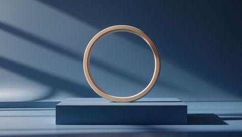 Suspended circular ring hovering in minimalist abstract setup