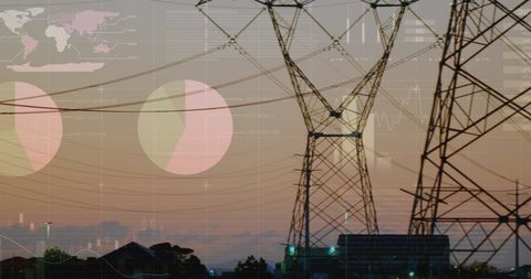 Financial Analysis Overlapping Energy Grid at Sunset - Download Free Stock Images Pikwizard.com