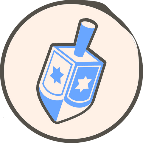 Hanukkah celebration dreidel icon on transparent background