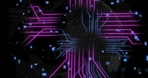 Futuristic Digital Circuit with Flowing Data Streams - Download Free Stock Images Pikwizard.com