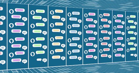 AI Data Processing with Futuristic Server Icons - Download Free Stock Images Pikwizard.com