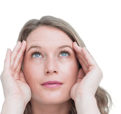 Caucasian Woman Reflective Facial Expression Transparent Background