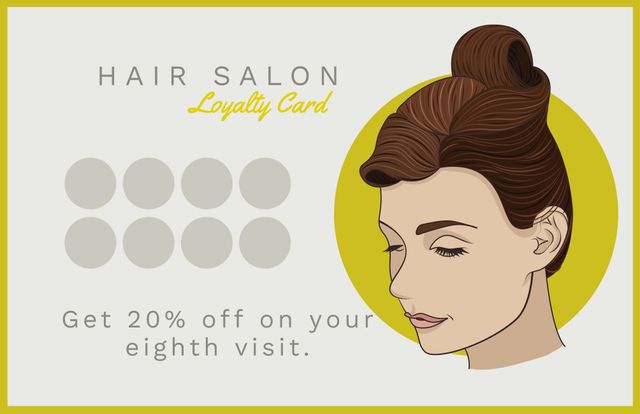 Elegant Hair Salon Loyalty Card with Chic Updo Illustration - Download Free Stock Templates Pikwizard.com