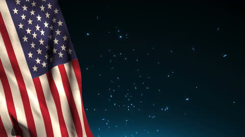 Animated USA Flag with Glowing Cosmos Background