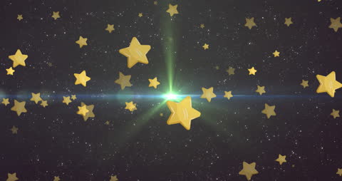 Golden Stars on Cosmic Background with Ethereal Light