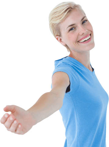 Joyful Woman with Outstretched Arms on Transparent Background - Download Free Stock Videos Pikwizard.com