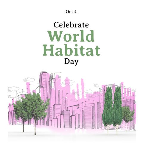 World Habitat Day with City Skyline and Trees - Download Free Stock Templates Pikwizard.com