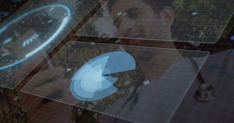 Doctor interacting with ar medical data in outdoor setting