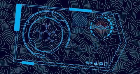 Futuristic Digital Interface with Abstract Isohypses Patterns