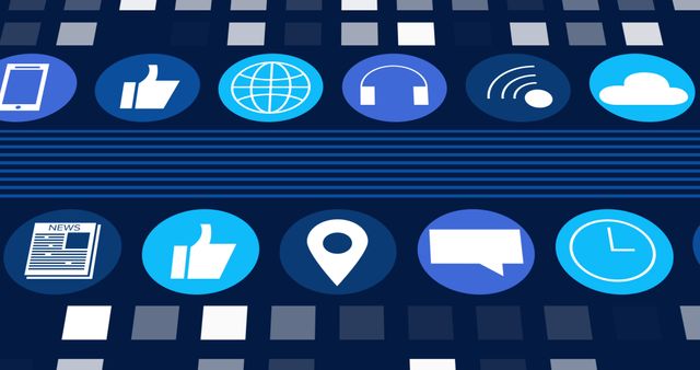 Digital Social Media Icons on Dark Blue Background - Download Free Stock Images Pikwizard.com