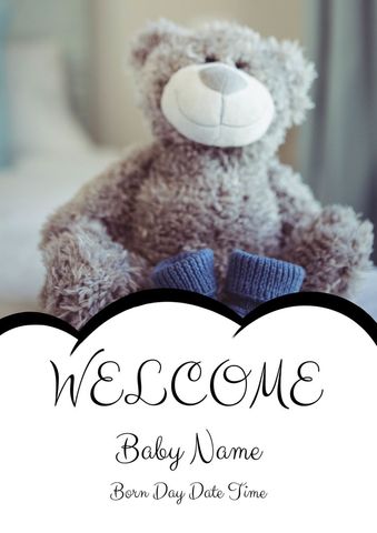 teddy bear and baby booties for birth announcements - Download Free Stock Templates Pikwizard.com