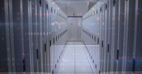 Empty Server Room with Cybersecurity Threat Overlay - Download Free Stock Images Pikwizard.com