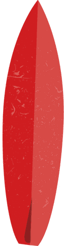 Red surfboard flat design with textured two-tone finish