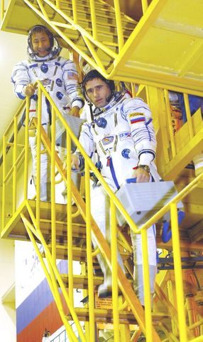 Cosmonaut and Astronaut Descending Steps Baikonur Cosmodrome Kazakhstan - Download Free Stock Images Pikwizard.com