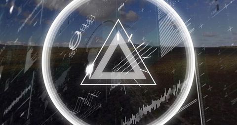 Futuristic digital hud overlay on natural landscape