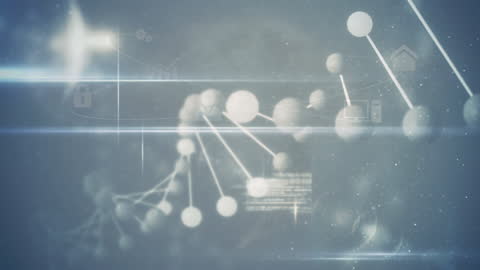 Futuristic DNA Strand Animation with Abstract Data Elements