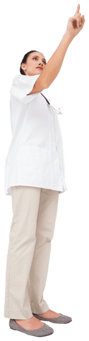 Transparent Female Doctor Pointing Finger Upward - Download Free Stock Videos Pikwizard.com