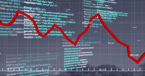 Financial Data Visualization with Red Downtrend Line in Virtual Environment - Download Free Stock Images Pikwizard.com