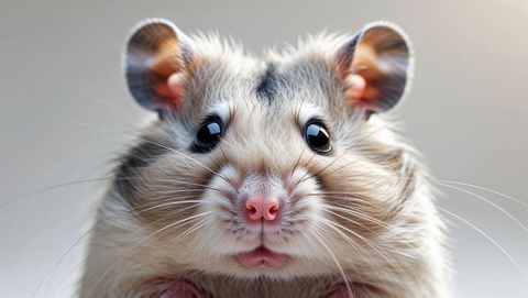 Closeup of fluffy hamster face with adorable expression
