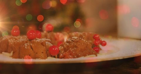 Festive Christmas Pudding with Decor and Bokeh Lights - Download Free Stock Images Pikwizard.com