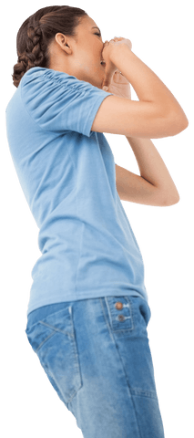 hispanic woman laughing and calling on transparent background - Download Free Stock Videos Pikwizard.com