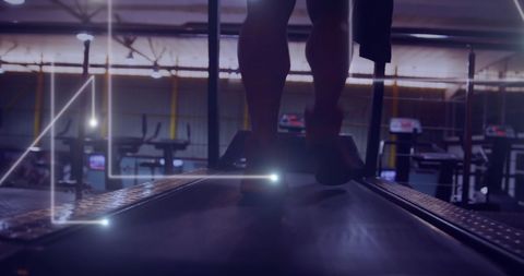 Athlete Running on Treadmill Featuring Digital Data Overlay - Download Free Stock Images Pikwizard.com