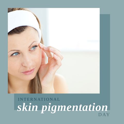 woman examining face on international skin pigmentation day - Download Free Stock Templates Pikwizard.com